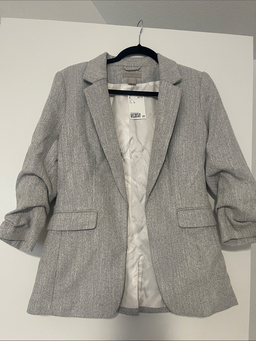 H&M Light Gray Herringbone Women's Blazer